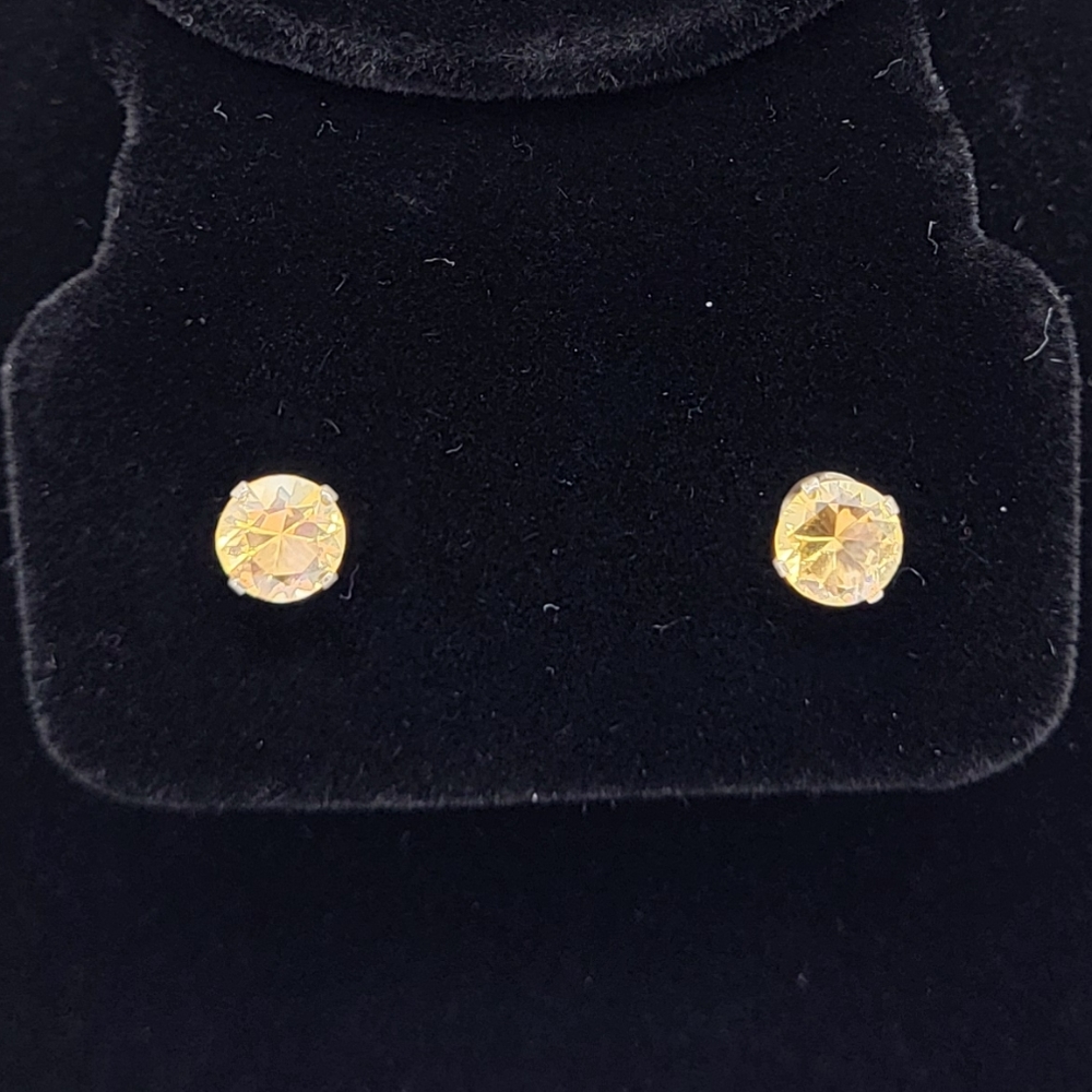925 silver earrings with yellow-orange round stones - Picture 1 of 6
